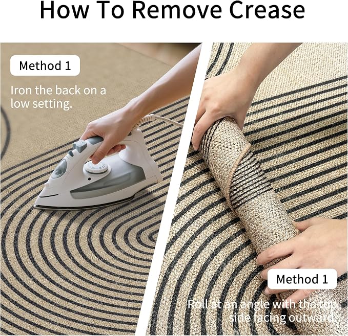 Easy Jute Rug for Pet Homes: 8x10 Outdoor Rug - Black Stripes | Washable Design Cuts Your Cleaning Time by 75% and Maintain Shape and Texture after 50 Washes
