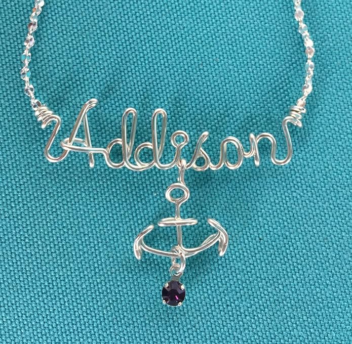 Personalized Nautical Necklace or Anklet~Silver or Gold~Anchor~Sailing~Charm w/Birthstone~Any Name~Handcrafted Custom Jewelry