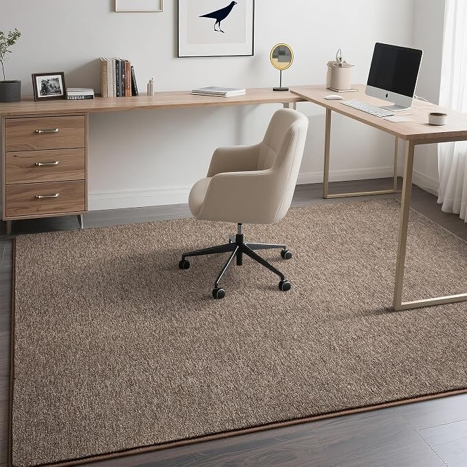 Tepook 5x7 Brown Area Rugs for Living Room Bedroom | Modern Washable Non-Slip Minimalist Rug, Indoor Memory Foam Carpets for Boys Girls Room Home Decor