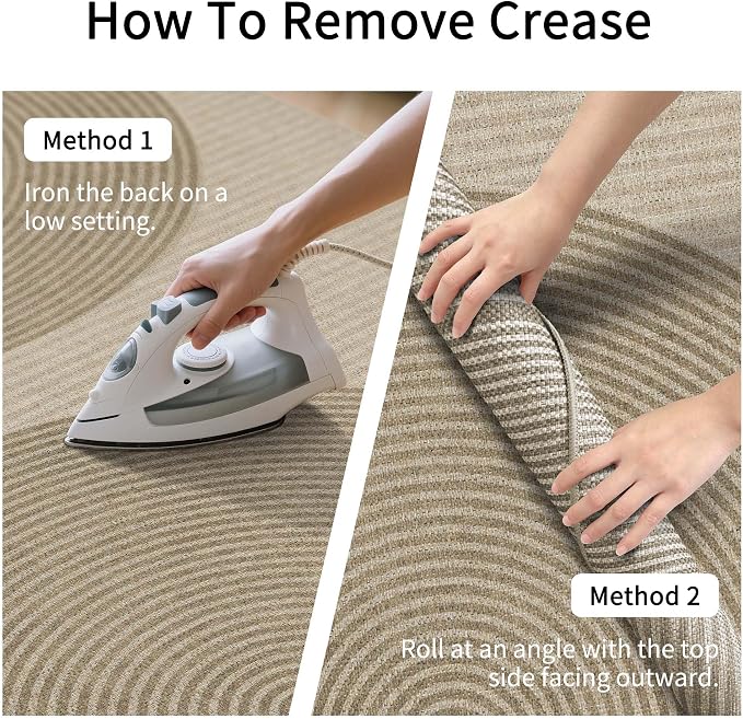 Easy Jute Rug for Pet Homes: 4x6 Outdoor Rug - Taupe Curve Pattern|Washable Design Cuts Your Cleaning Time by 75% and Maintain Shape and Texture After 50 Machine Wash Cycles