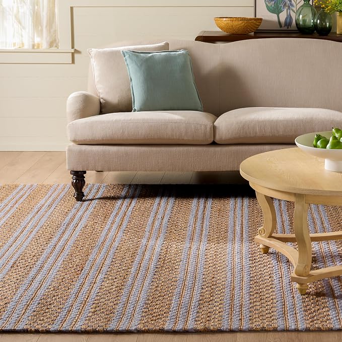 Martha Stewart X SAFAVIEH Collection Area Rug - 9' x 12', Natural & Grey, Handmade Wool & Jute, Ideal for Living Room, Bedroom, Dining Space (MSR9528F)