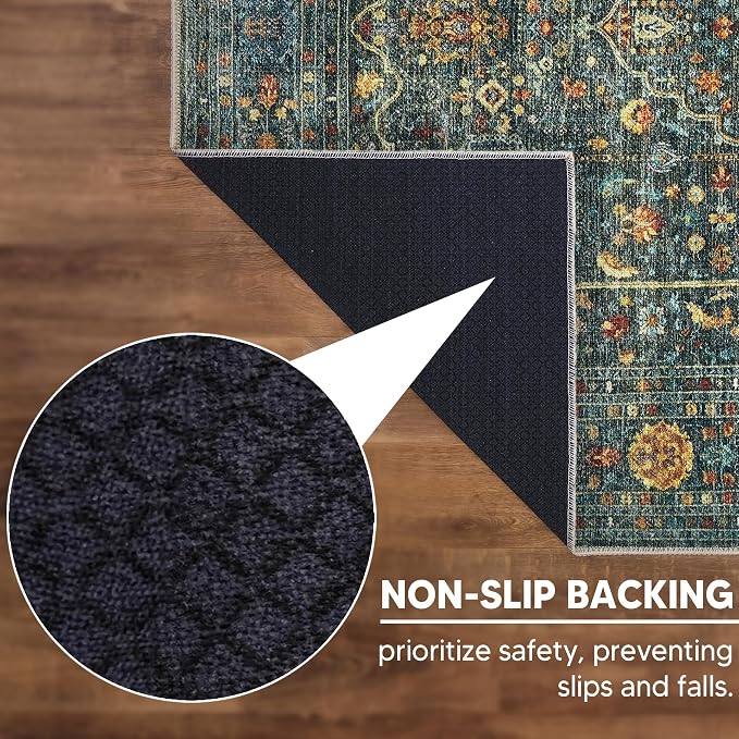 Keen Home Design 30"x120" Rug - Machine Washable Runner Rug with Non-Slip Backing, Ideal for Hallway, Entryway, Kitchen, Laundry Room - Vintage, Easy Clean, Durable, Low Pile - (2'6" x 10')