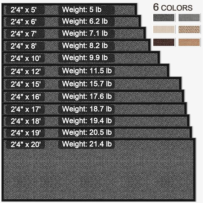 GOYLSER 15ft Jute Hallway Runner Rug Non Slip Washable, Rubber Backed Absorbent Laundry Rugs Laundry Room Runner, Black Long Entry Runner