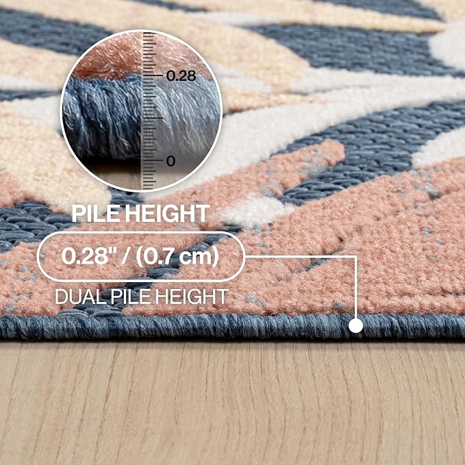 JONATHAN Y Tropics Palm Leaves Indoor Outdoor Area Rug 5x8 Dark Blue/Multi | Ships Rolled, Durable Flat Weave, Lays Flat for Backyard, Patio, Porch, Easy-Cleaning, High Traffic,Pet-Friendly,Non-Shedding