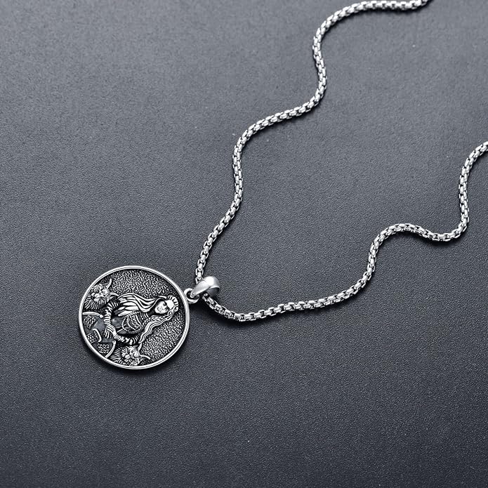 Seiyang Sterling Silver Viking Necklace Norse Jewelry Gift for Men Women with 2mm 22+2 IN Rolo Chain (with Gift Box)