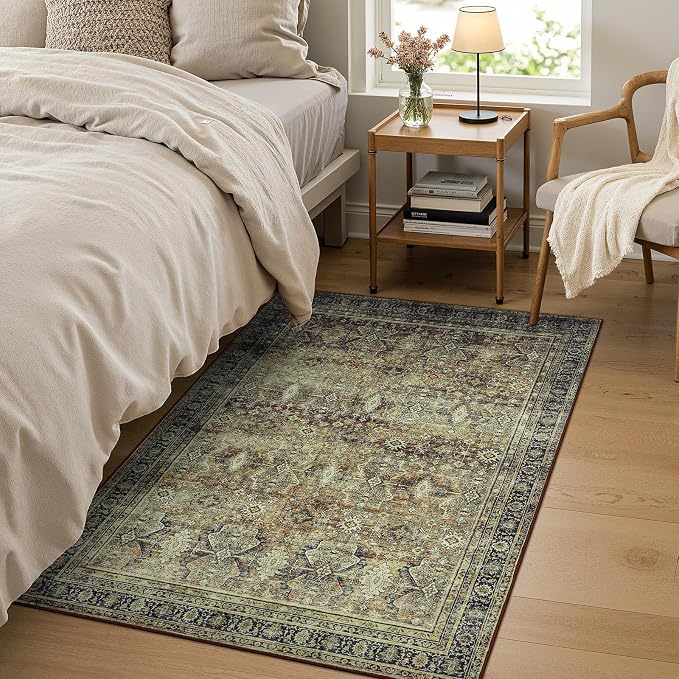 Lofus 3x5 Area Rug for Entryway,Brown Non Slip Area Rugs for Kitchen, Washablee Soft Rugs for Bedroom, Living Room, Tool Room Nursery Room Decor
