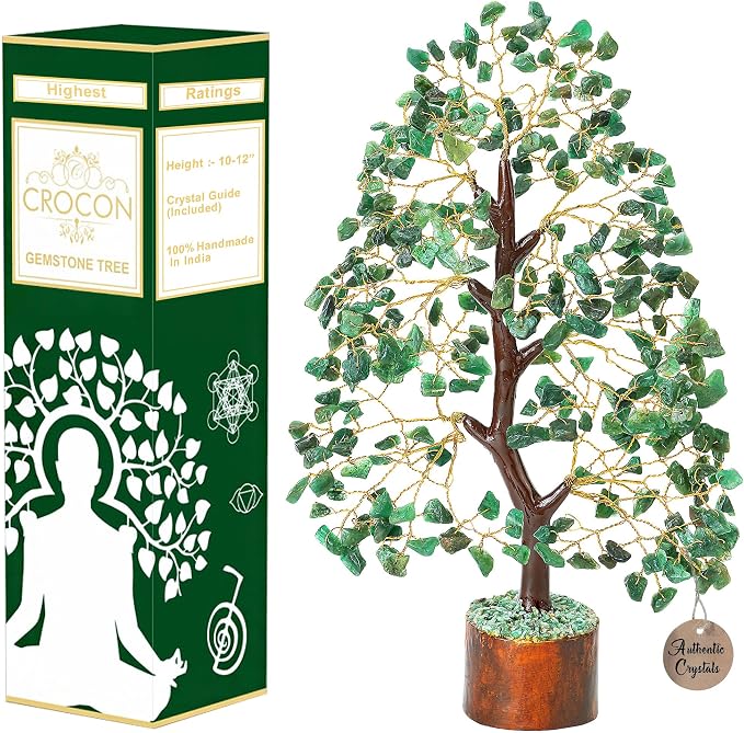 Crocon® Green Aventurine Crystal Tree, Birthday Gifts for Women & Men, Home Decor Healing Crystals Present, Spiritual Gift Room Decor, House Warming Gift Home, Self Care Mom Birthday Gift for Women