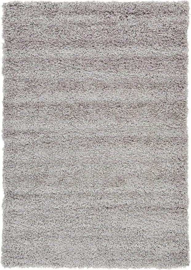 Unique Loom Solid Shag Collection Area Rug (4' 1" x 6' 1" Rectangle, Cloud Gray)