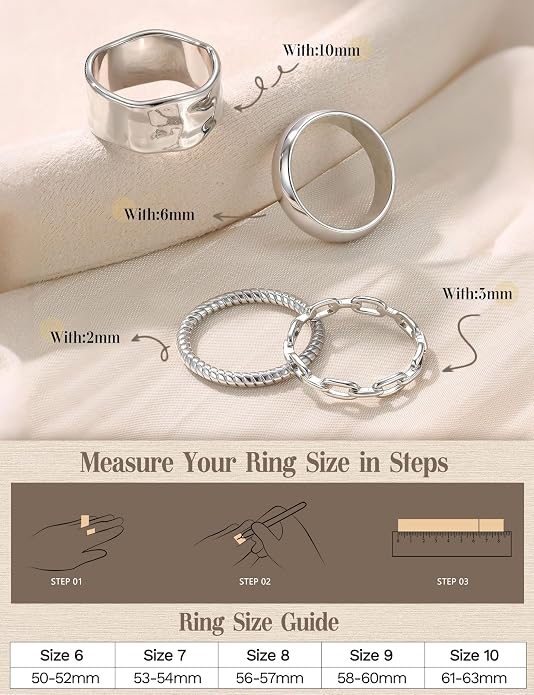 FIASASO Chunky Gold Rings for Women Non Tarnish - 4Pcs 14K Gold Plated Dainty Stackable Ring Set Trendy Hypoallergenic Thick Dome Statement Finger Knuckle Rings Pack Size 5-10