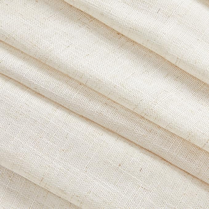 MYSKY HOME Kitchen Window Curtains Half Sheer Drapes 45 Inches Long, Boho Farmhouse Style Linen Polyester Blend Fabric, Decorative Texture for Bathroom/Closet/Cafe, 50" x 45", Linen, 2 Pieces