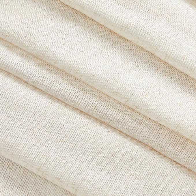 MYSKY HOME Farmhouse Kitchen Curtains 54 inches Long, Boho Curtain Panels Farmhouse Style Flax Linen Polyester Blend Texture for Home Decor, Light Soften Privacy Drapes, Linen, Pack-2