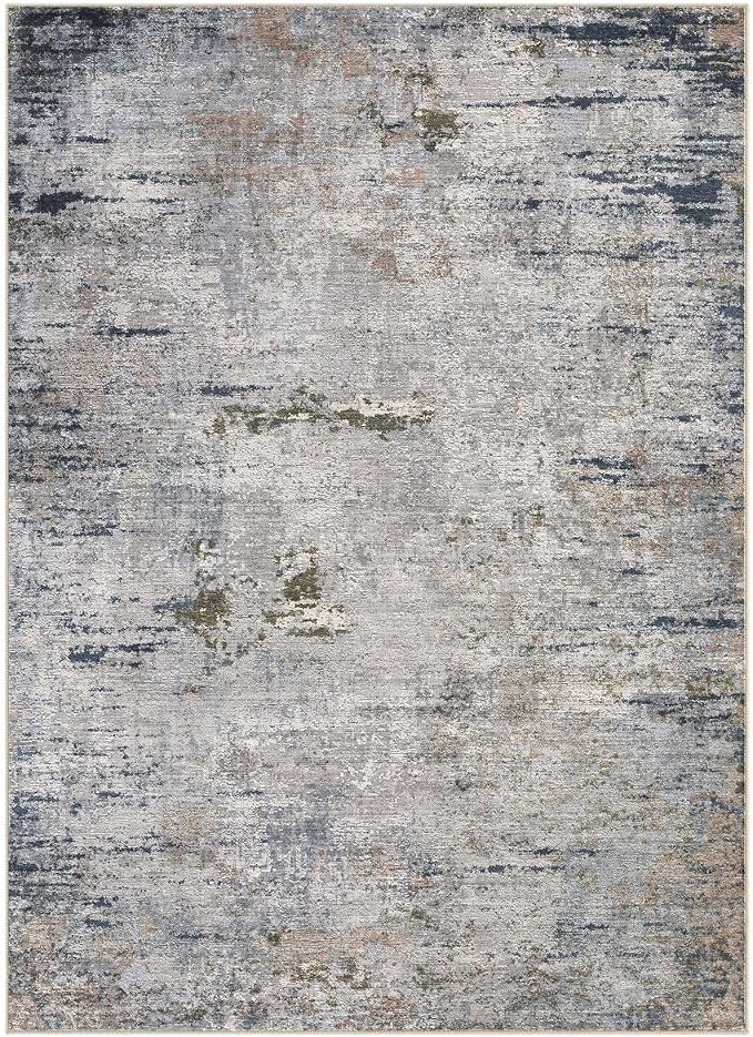 DMOYEST Area Rug Living Room Rugs - 6x9 Washable Large Soft Indoor Neutral Modern Abstract Low Pile Rug Carpet for Bedroom Dining Room Farmhouse Home Office - Blue/Grey/Brown