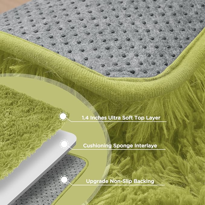 6x9 Grass Green Fluffy Shag Area Rugs for Living Room Bedroom | Ultra Soft Comfy, Large Fuzzy Shaggy Plush Carpet for Nursery Boys Kids Girls, Modern Indoor Home Decor, Upgrade Non-Slip