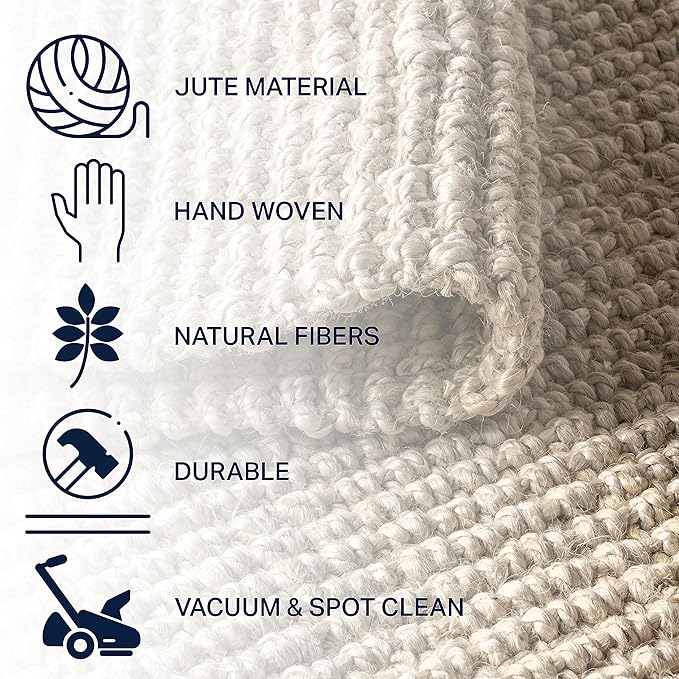 JONATHAN Y Hiro Hand Woven Chunky Jute Ivory Indoor Area Rug, 5x8, Bohemian, Transitional, Easy-Cleaning for Living Room, Bedroom, Kitchen, Pet Friendly, Non-Shedding (NFR103A-5)