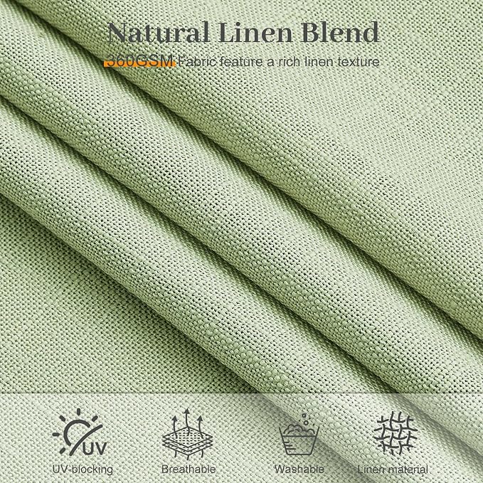 Sage Green Pinch Pleated Curtains 96 Inches Long for Living Room, Semi Sheer Privacy Linen Curtain Memory Trained Modern Back Tab Drapes with Rings for Farmhouse Dining Room, 2 Panels, W40xL96