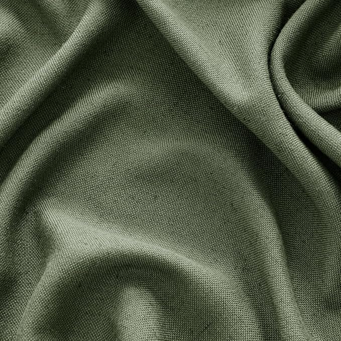 MIULEE Non-See-Through Privacy Linen Curtains 52W x 84L Inch Dark Green | 2 Panels, Light Filtering, Semi Sheer Window Curtains, Farmhouse Textured, Back Tab Drapes for Bedroom Living Room