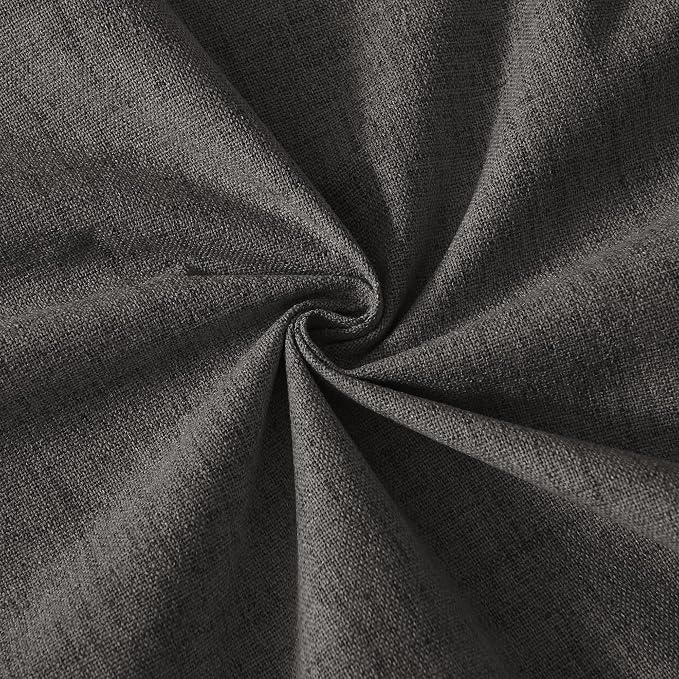 RYB HOME Pinch Pleated Back Tab Curtains Linen Textured 100% Blackout Curtains Thermal Insulated for Bedroom Living Room Bay Window Drapes, W 42 x L 90 inches, Grey, 2 Panels