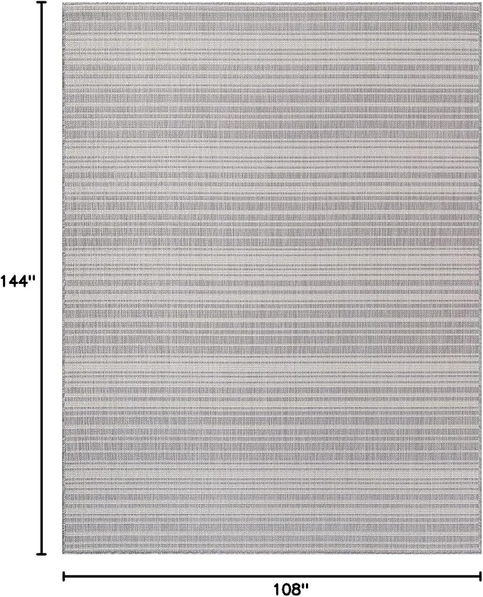 Luul Home Stripe Outdoor Rug 9x12 Washable Outside Carpet for Indoor Patio Porch Waterproof Easy Cleaning Non Shedding Area Rugs Gray 9 x 12