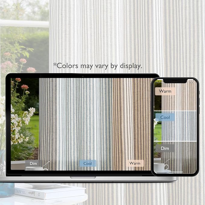 Vangao Linen Striped Curtains for Living Room Bedroom Farmhouse Tickingstripe Light Filtering Window Curtains Printed Drapes Grommet Top 2 Panels Charcoal Grey W50 x L96 Inch