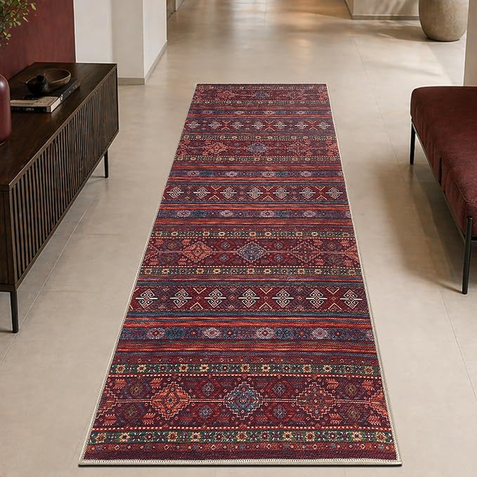 Keen Home Design 30"x84" Rug - Machine Washable Runner Rug with Non-Slip Backing, Ideal for Hallway, Entryway, Kitchen, Laundry Room - Vintage, Easy Clean, Durable, Low Pile Rug - (2'6" x 7')