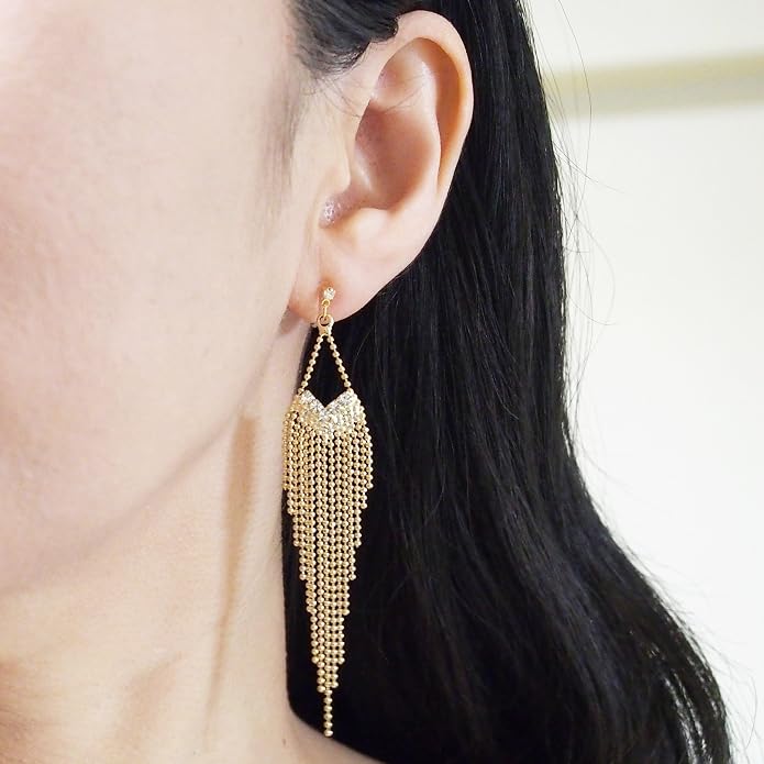 Dangle Silver Invisible Clip On Earrings for Women Not Pierced Gold Crystal Rhinestone Comfortable Hoop Fringe Long Chain Clip On Earrings