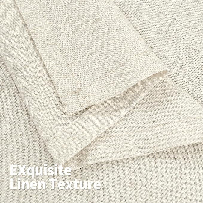 YoungsTex 84 Inches Length Linen Curtains for Living Room 2 Panels, Cream Semi Sheer Drapes with Grommet Light Filtering Window Treatments for Dining Bedroom, 42 X 84 Inch