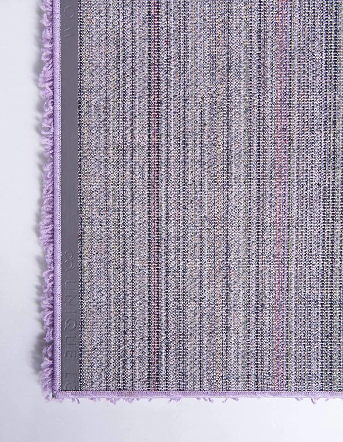 Unique Loom Solid Shag Collection Area Rug (4' 1" x 6' 1" Rectangle, Lilac) | Modern solid area rug for living room, bedroom & dining room. Stain-resistant, easy-care, kid & pet friendly