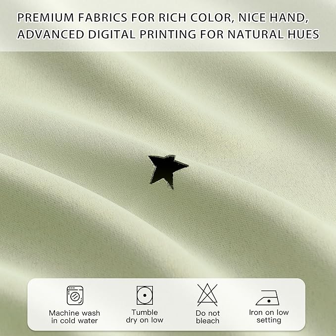 XiDi 90" Long Room Darkening Curtains Thermal Insulated Drapes Grommet Top Light Blocking Blackout Curtain for Living Room Bedroom Star Cut Out Wall Home Decor Window Treatment 2 Panels Sage Green