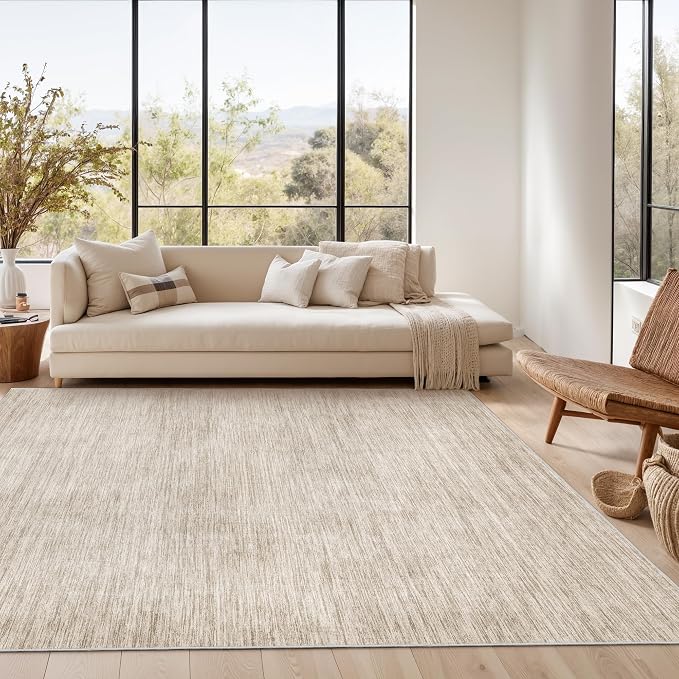 Valenrug Washable Rugs 7x9 - Non Slip 7x9 Area Rugs for Living Room, Stain Resistant Area Rugs for Bedroom, Foldable Machine Washable Area Rug(7'x9', Brown)