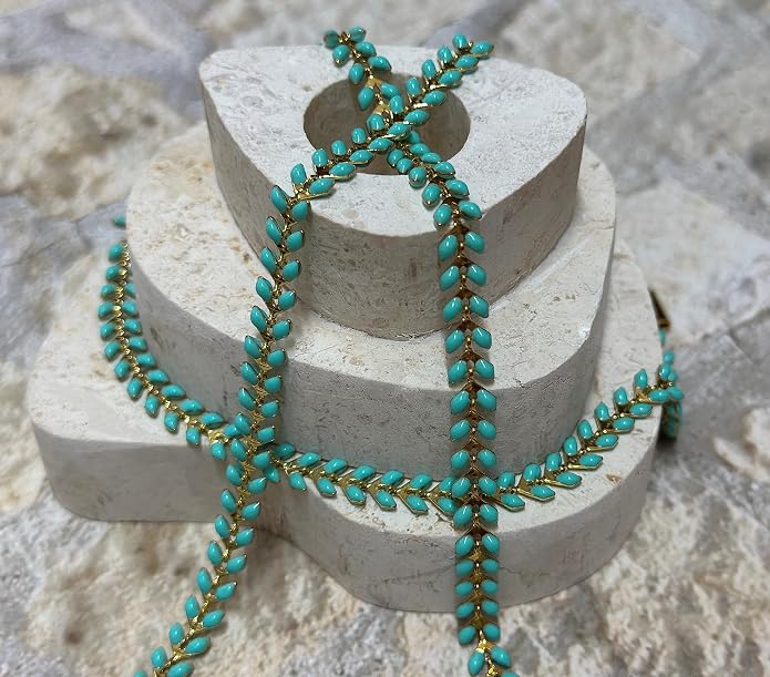 Turquoise Anklet for Women, Dainty Ankle Bracelet, Delicate Summer Design, Mint Fishtail Enamel Chain