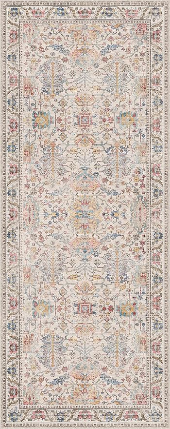 Bavni Runner Rug, Machine Washable Rugs for Bedroom 2x5, Non Slip Boho Rugs with Rubber Backing, Ultra-Thin Folable Rug Runner for Hallways Bathroom, Retro Multi