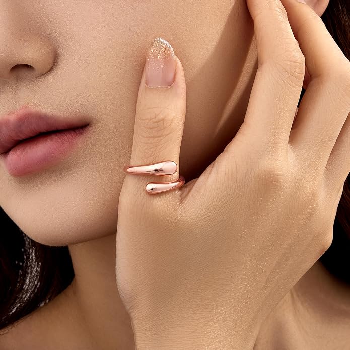 Non Tarnish Gold Chunky Rings for Women, 14K Gold Plated Statement Dome Rings Stacking Silver, Adjustable Mens Eternity Wedding Band Mixed Metal Jewelry Size 3-13