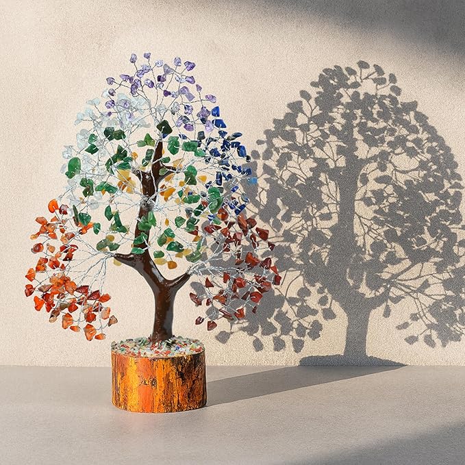 Crocon® 7 Chakra Tree of Life - Crystals and Healing Stones | Positive Energy, Feng Shui Money Tree | 10-12 inch | Reiki Meditation Home Office Decor, Birthday Gifts for Women, Mom, Sister & Friends