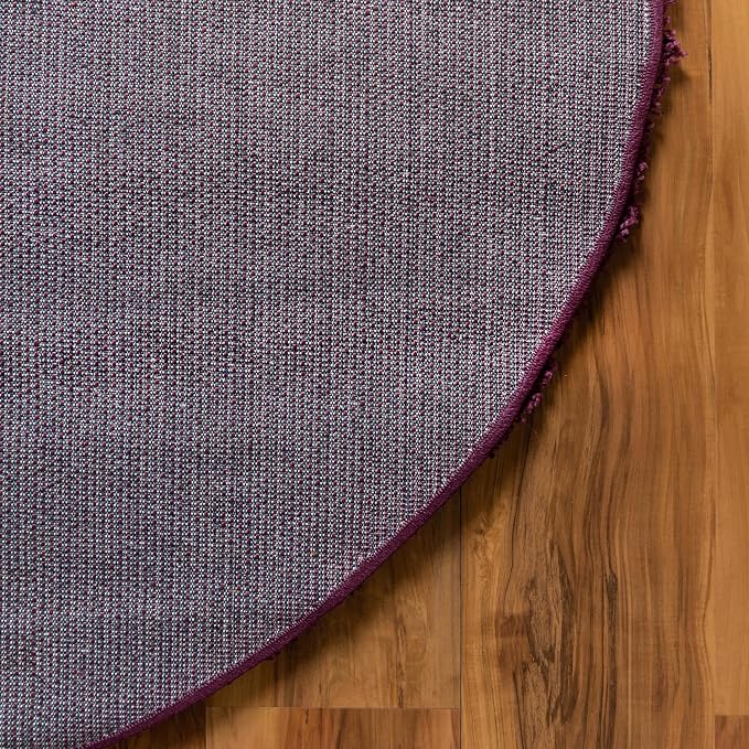Unique Loom Solid Shag Collection Area Rug (3' 3" Round, Eggplant Purple)