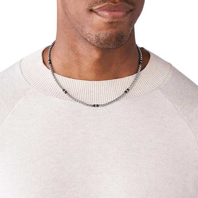 Fossil Men's Stainless Steel or Leather Necklace for Men