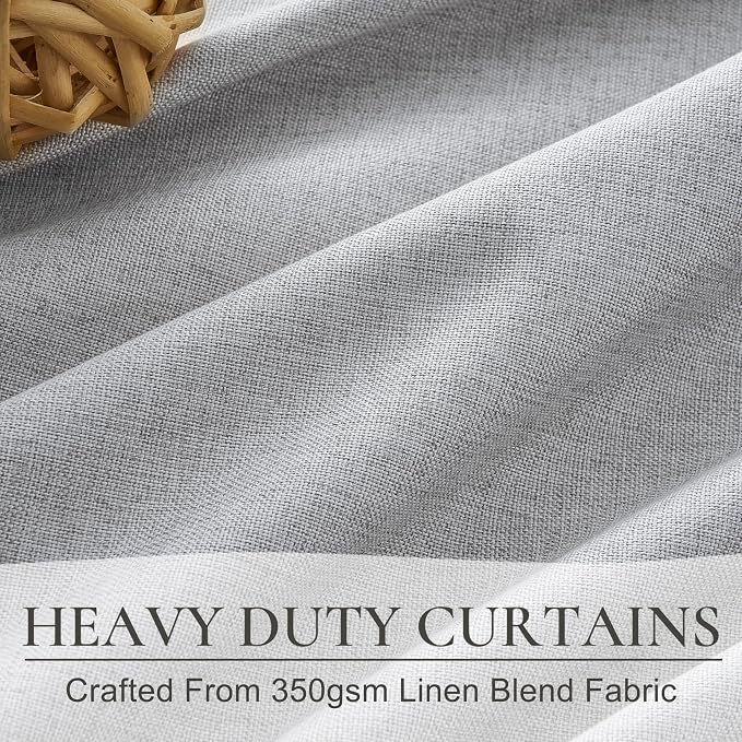 Light Gray 100% Blackout Linen Curtains 120 Inches Extra Long 2 Panels Set for Kids Boys Room,Modern Pleated Ceiling Track Curtain for Large Window Drapes Heavy Thermal Privacy for Nursery(50"Wx120"L)