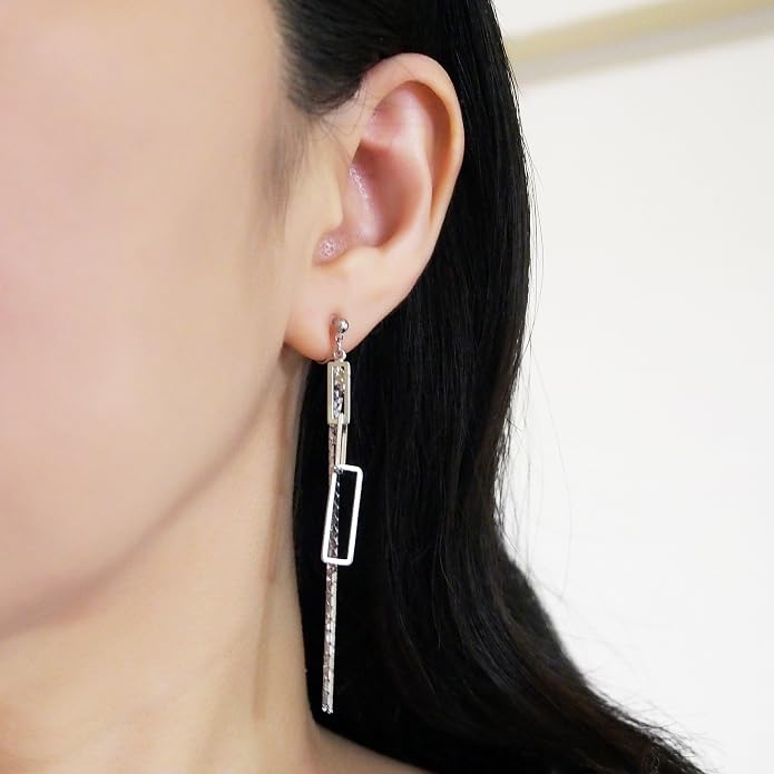 Comfortable Stick Invisible Clip On Earrings Gold Dangle Long Waved Threader Bar Clip-On Non Pierced Earrings Silver For Women,…