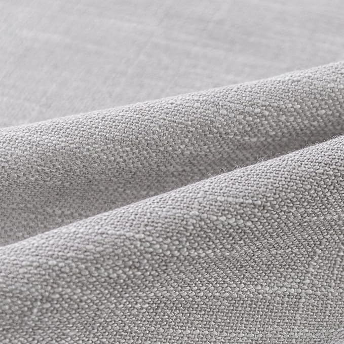 MYSKY HOME Short Curtains for Small Window, Boho Sheer Curtains 2 Panels Set Window Treatment Drapes Linen Style Texture for Closet/Kitchen, 50"x63", Light Grey, 2 PCs