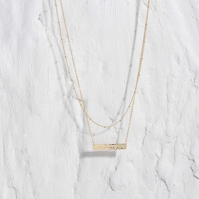 MEVECCO Layered Heart Necklace Pendant Handmade 18k Gold Plated Dainty Gold Choker Arrow Bar Layering Long Necklace for Women