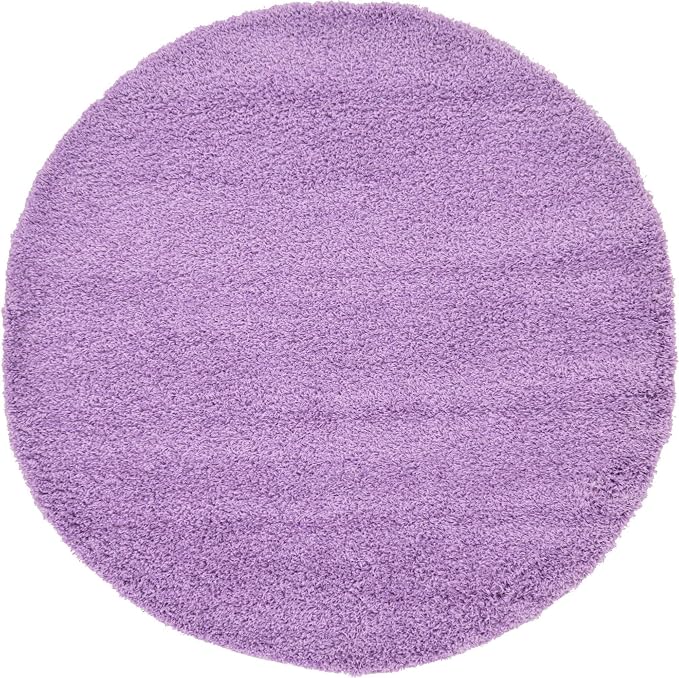 Unique Loom Solid Shag Collection Area Rug (6' 1" Round, Lilac)
