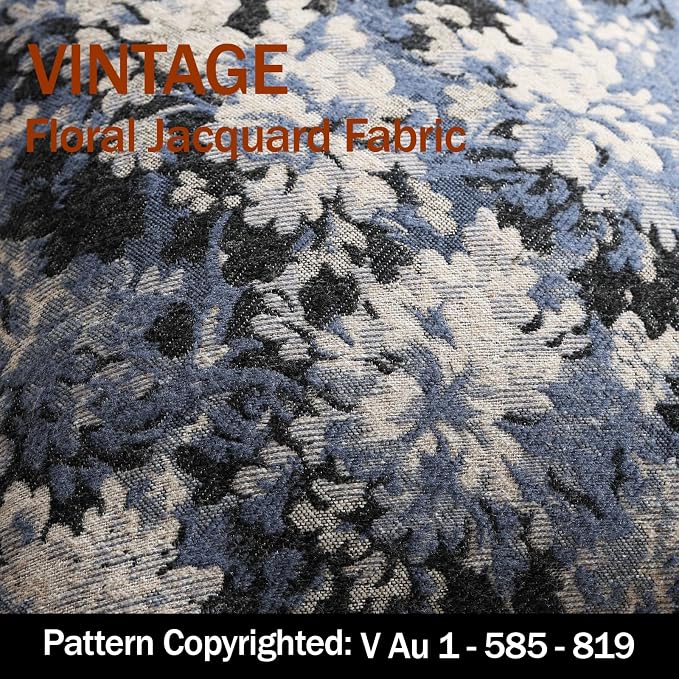 DEZENE Pack of 2 Vintage Floral Throw Pillow Covers 22x22 Boho Farmhouse Accents Chenille Square Decorative Pillow Cases for Living Room Couch Bed Home Decor, Dusty Blue