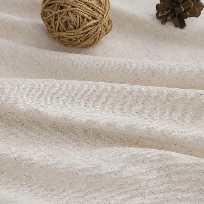 Ivory White Linen Pinch Pleated Curtains 90 Inches Long 2 Panels for Living Room Semi Sheer Modern Aesthetic Pleat Drapes Light Filtering Window Treatments with Rod Pocket Back Tab for Bedroom 40x90
