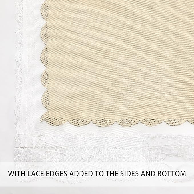 XiDi Beige Curtains with Sheer Overlay for Living Room Bedroom Small Window 2 Panels 80% Blackout Double Layer Star Curtains for Kids Girls Room Darkening Grommet Drapes with Tiebacks W52 X L45