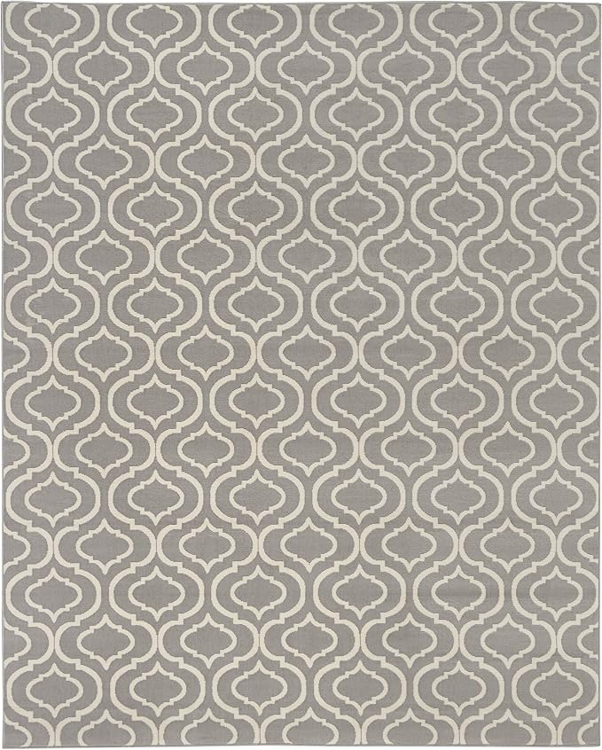 Nourison Home Jubilant Grey 8'6" x 12' Area Rug - Easy Clean, Non Shedding, Bed Room, Living Room, Dining Room, Kitchen (9' x 12')