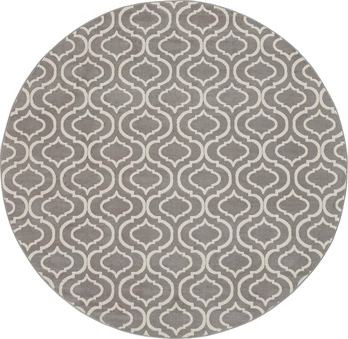 Nourison Home Jubilant Grey 8' x Round Area Rug - Easy Clean, Non Shedding, Bed Room, Living Room, Dining Room, Kitchen (8' x Round)
