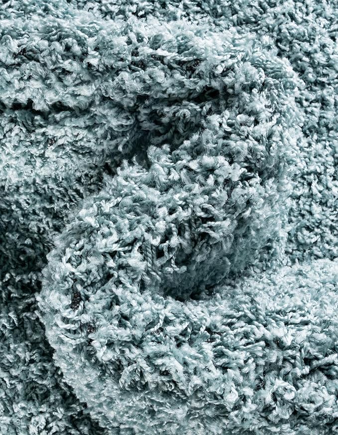 Unique Loom Solid Shag Collection Area Rug (4' 1" x 6' 1" Rectangle, Light Slate Blue)