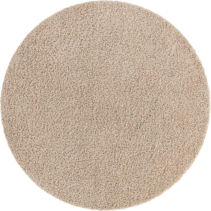 Unique Loom Solid Shag Collection Area Rug (10' 2" Round, Taupe)