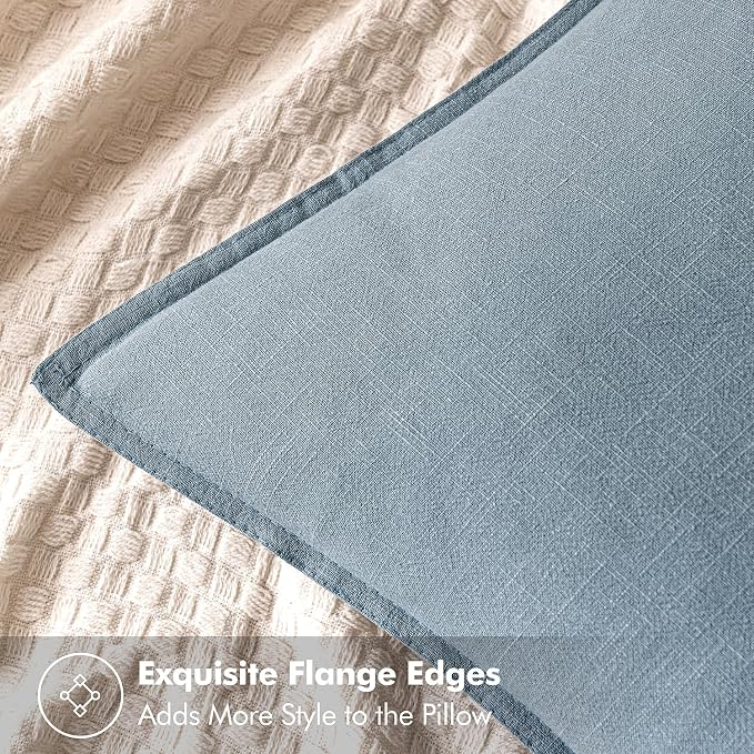 MIULEE Decorative Linen Euro Sham Pillow Covers 26x26 Blue Grey | Boho Farmhouse Neutral Couch Throw Pillows for Bed, Pack of 2 Accent Coastal Modern Pillowcases, Sofa Livingroom Home Decor