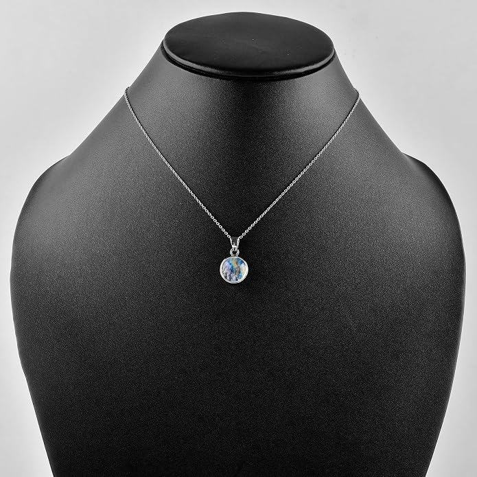 Raw Gemstone Dainty Pendant Necklace for Women, Trendy Healing Chakra Crystal, Birthstone Handmade 925 Sterling Silver Adjustable 18 inch Chain Jewelry, Birthday Gifts