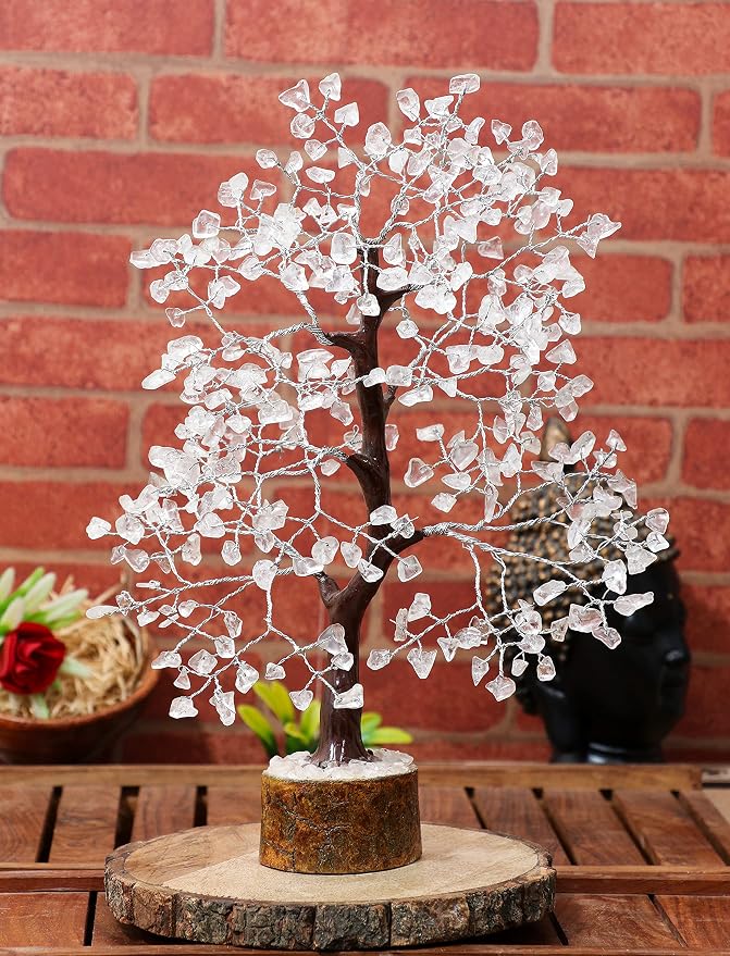 Crocon® Clear Quartz Crystal Tree Birthday Gifts for Women, Men, Friends Healing Crystals Tree of Life Sister Gift for Her, Home Decor, Gift for Mom, House Warming Gift New Home Unique Gifts Idea